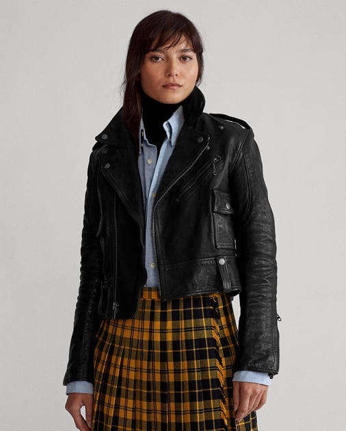 Ralph Lauren x Friends Cropped Leather Moto Jacket