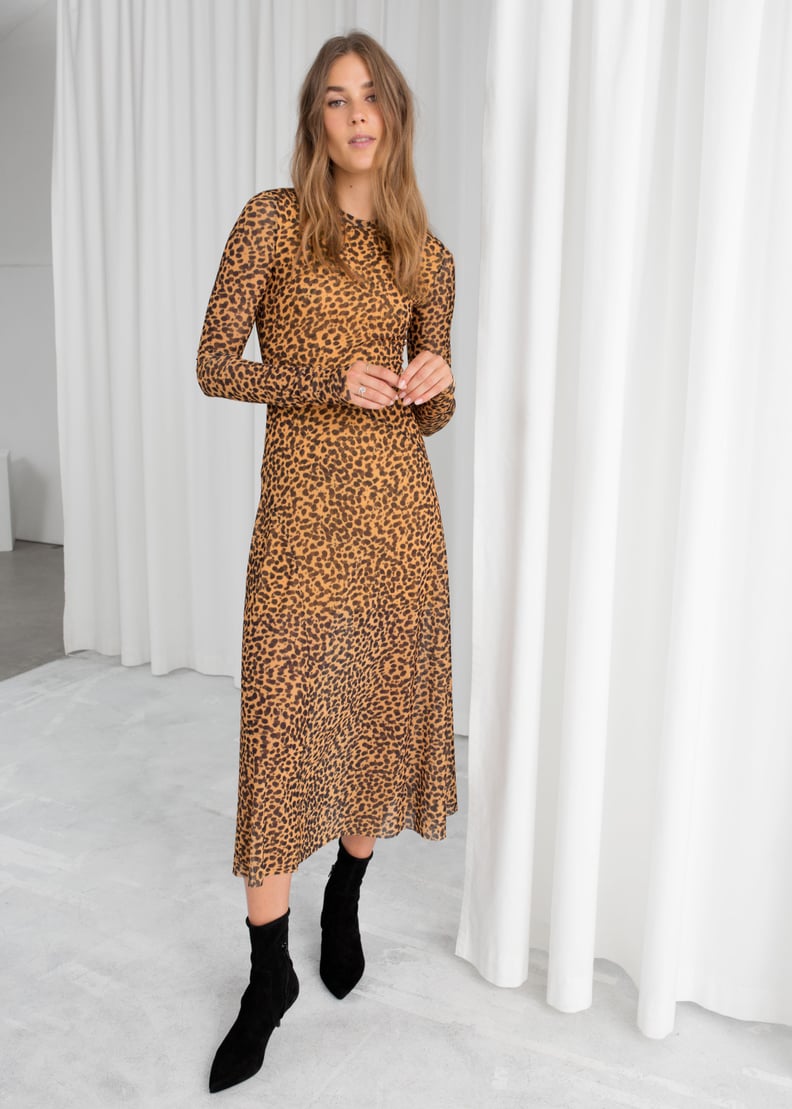 & Other Stories Sheer Leopard-Print Midi Dress