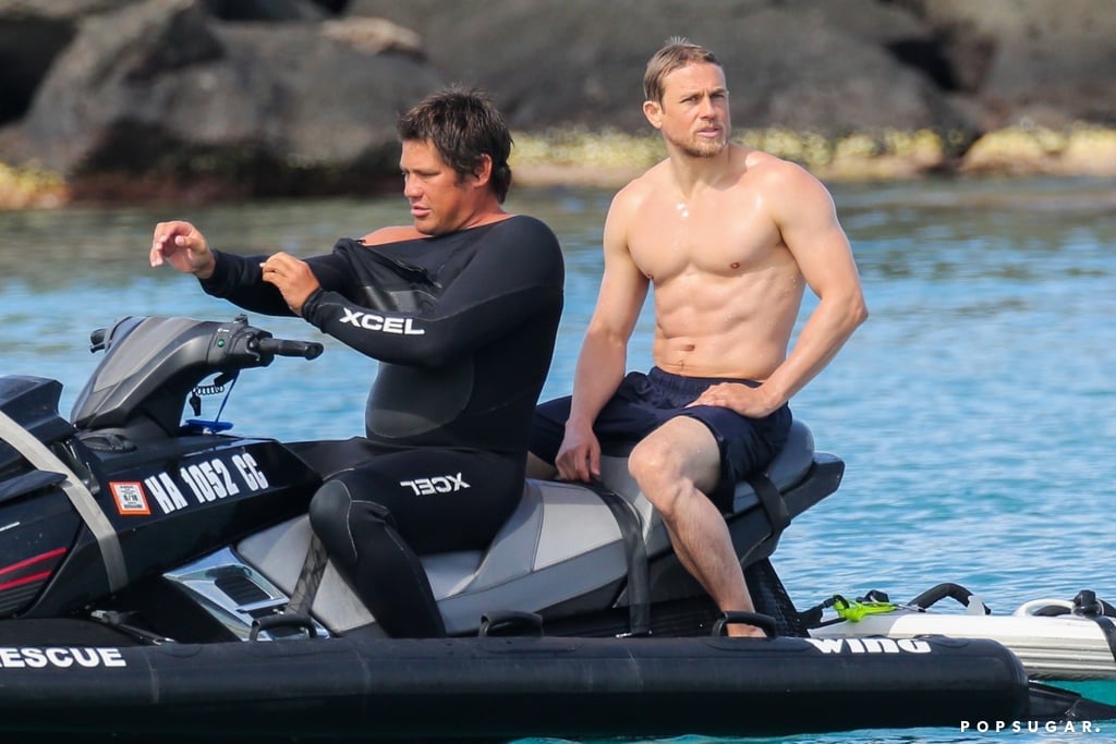 Charlie Hunnam Shirtless on the Beach in Hawaii March 2018