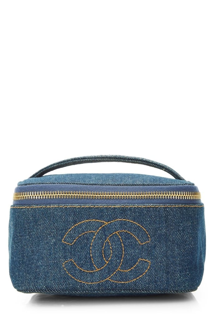 Chanel Blue Denim Vanity Case Wide