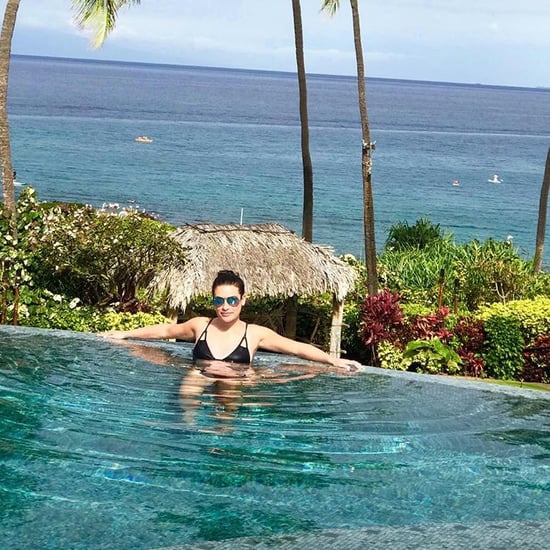 Lea Michele Wearing a Black Bikini