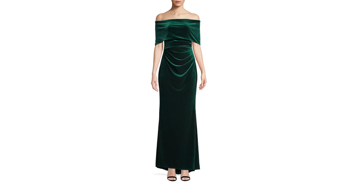 velvet off the shoulder dress vince camuto