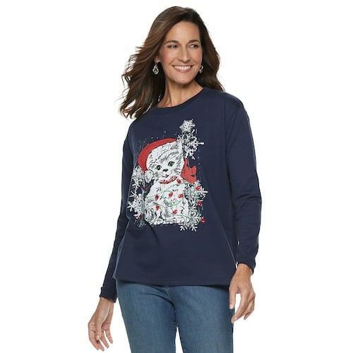 Women's Christmas Graphic Fleece Sweatshirt | Best Kohl's Ugly ...