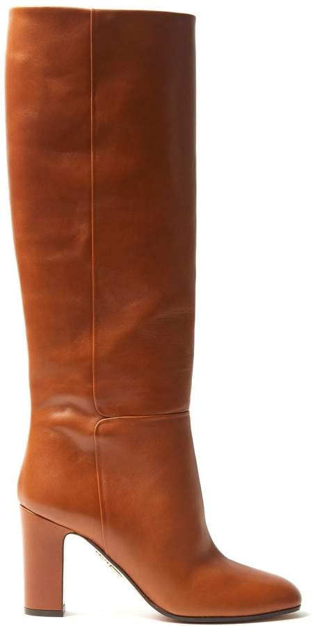 Aquazzura Brera 90 Block-Heel Leather Boots