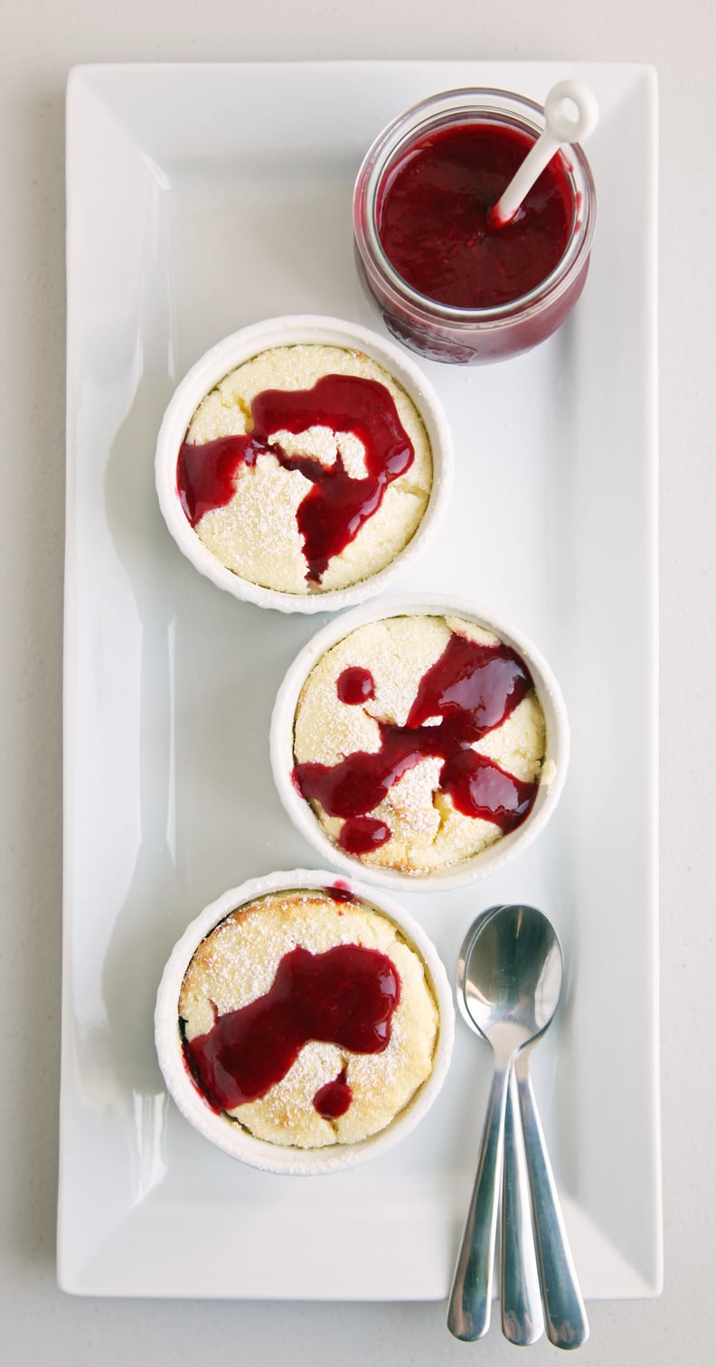 Lemon Soufflé With Raspberry Coulis