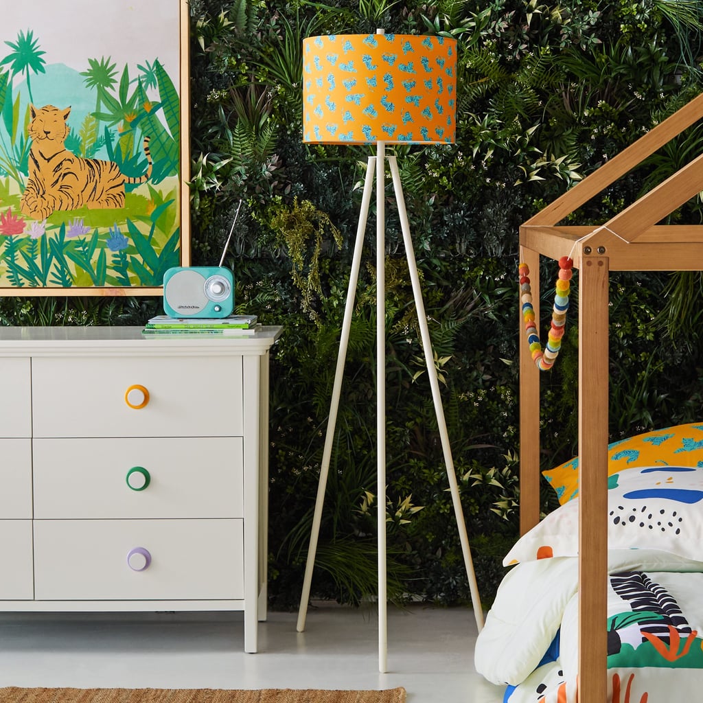 Drew Barrymore Flower Kids Jungle Tiger Shade With Marshmallow Tripod Floor Lamp