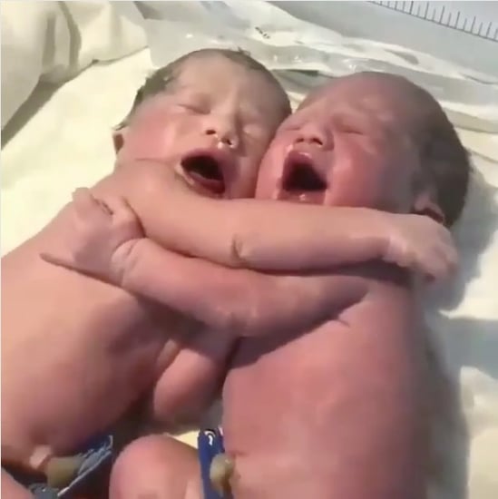 Video of Newborn Twins Hugging After Birth