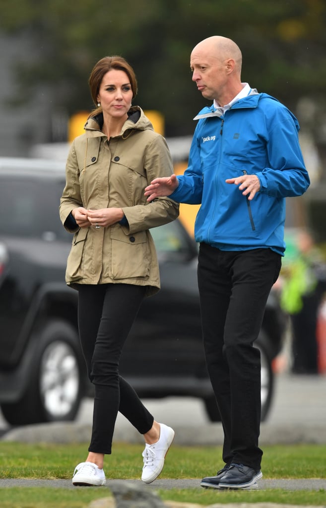 Kate wore a pair of white Superga Cotu trainers (£50) when she went sailing in Canada back in October 2016.