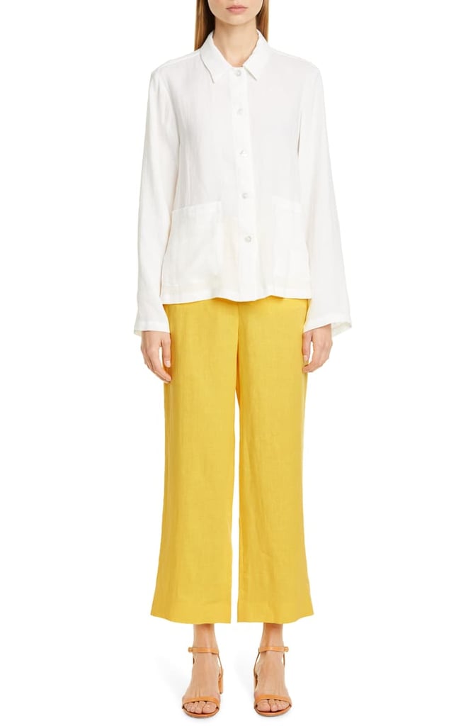 Mansur Gavriel Linen Straight Leg Ankle Pants