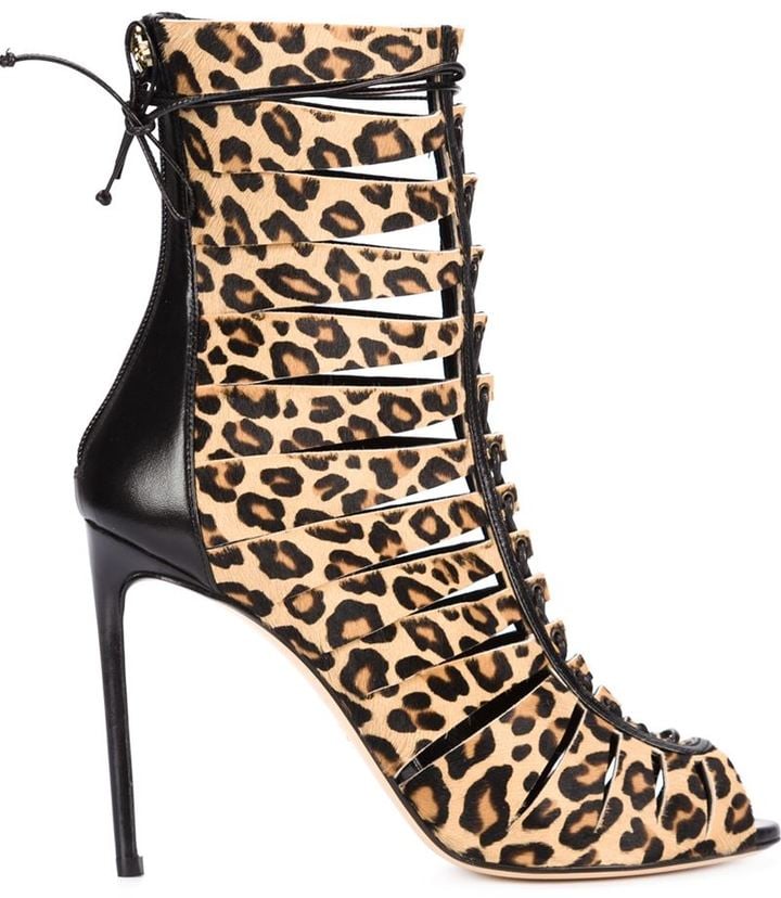 leopard print open toe booties