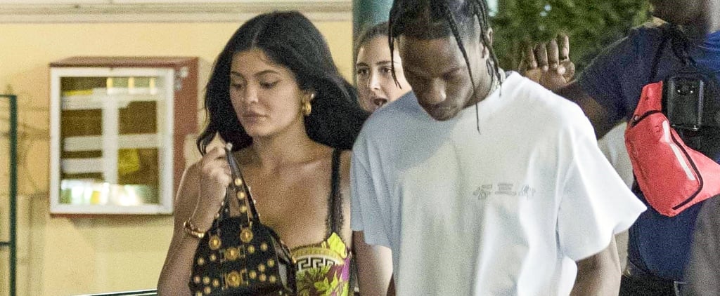 Kylie Jenner's Versace Outfit Is a Dream, but Her Gold Slides Are on Every Woman's Wish List