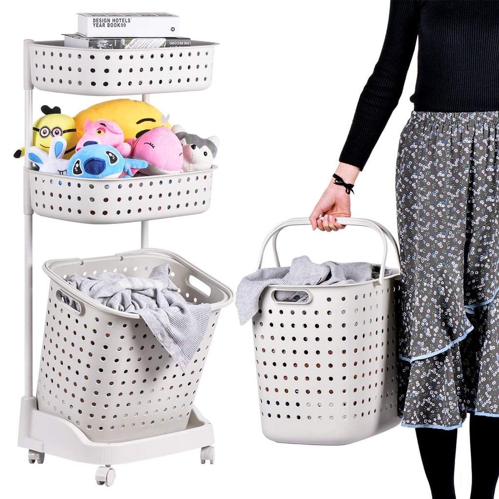 folding laundry basket with wheels