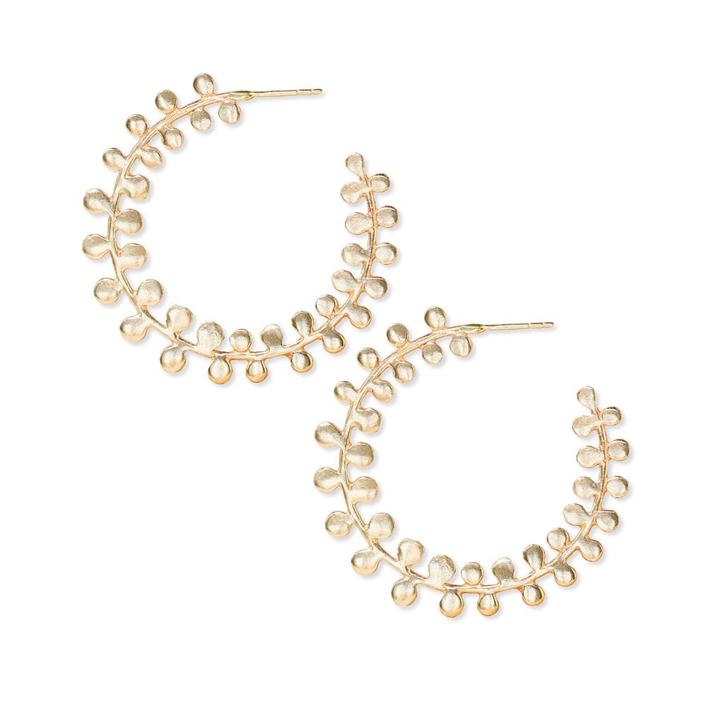 Ink+Alloy Flora Frond Hoop Earrings Brass