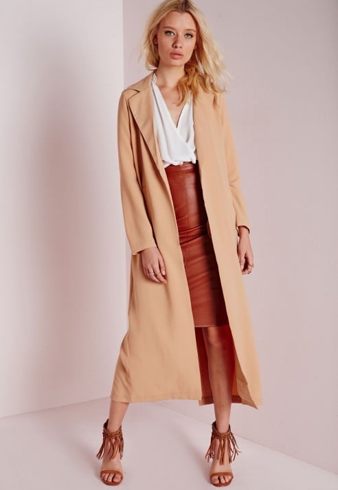 Missguided Long Sleeve Maxi Duster Coat Camel ($60)
