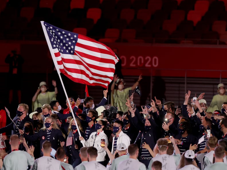 Flag Bearers Sue Bird and Eddy Alvarez of Team USA at the Tokyo Opening Ceremony