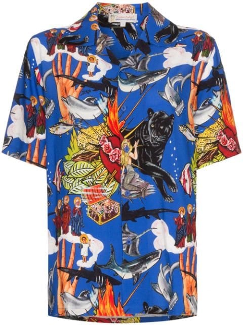 Esteban Cortazar Sea-Life Print Shirt