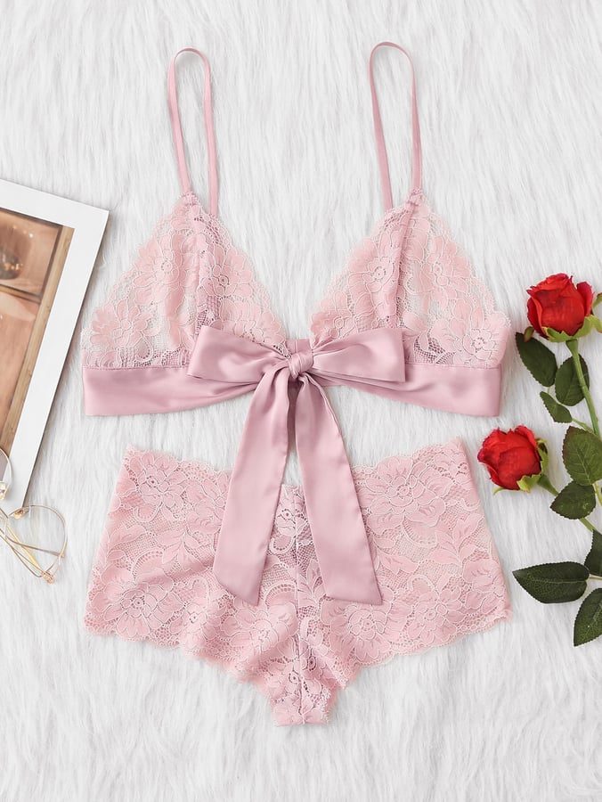 Baby Pink Basic Lace Lingerie Set