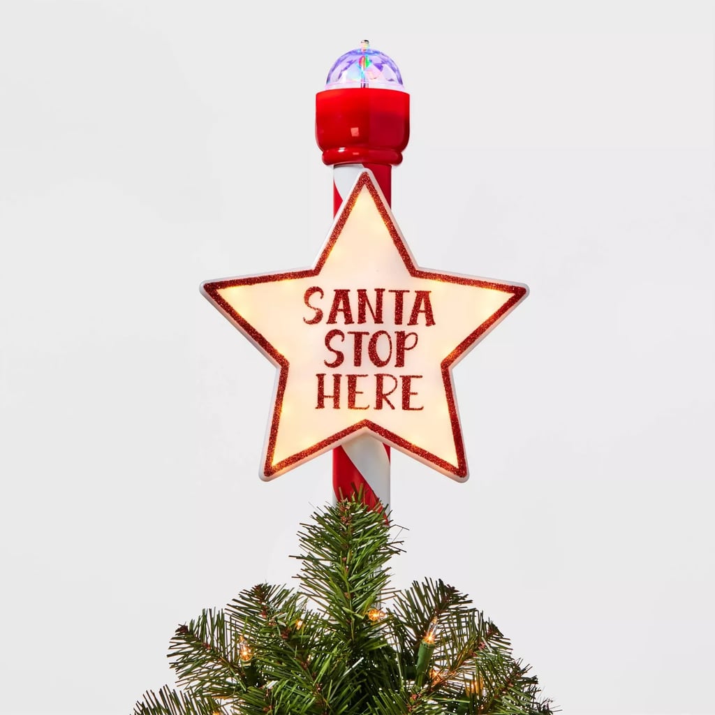 Light Santa Stop Here Tree Topper