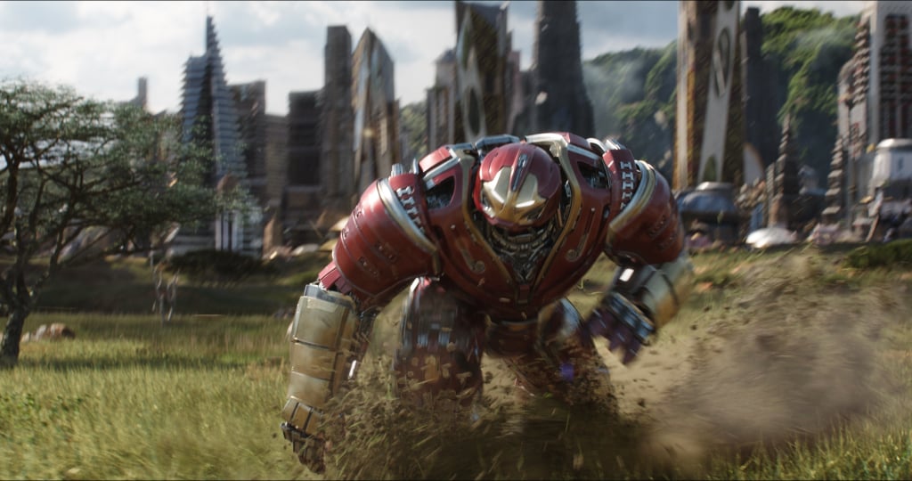 Apparently this is the scene where this battle-ready Iron Man suit loses an arm.