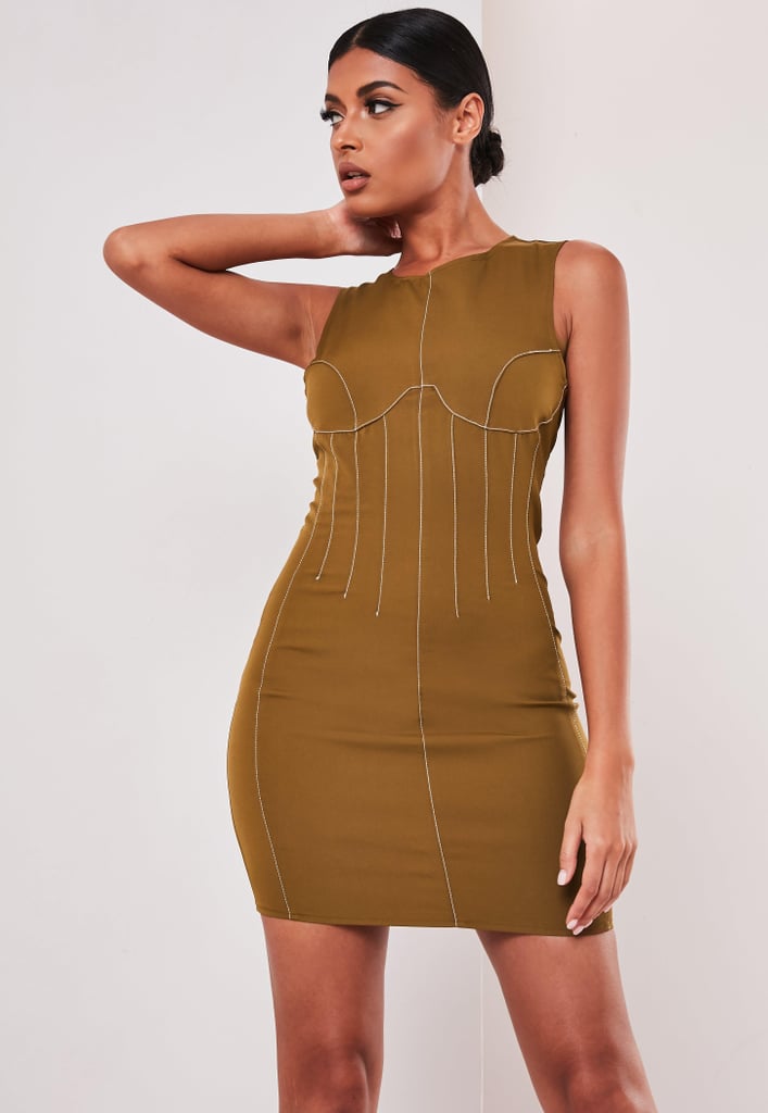 Sofia Richie x Missguided Taupe Contrast Seam Mini Dress