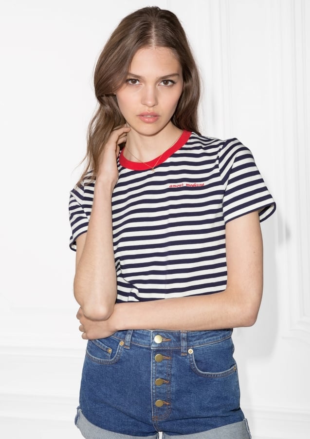 & Other Stories Contrast Neck Striped Tee