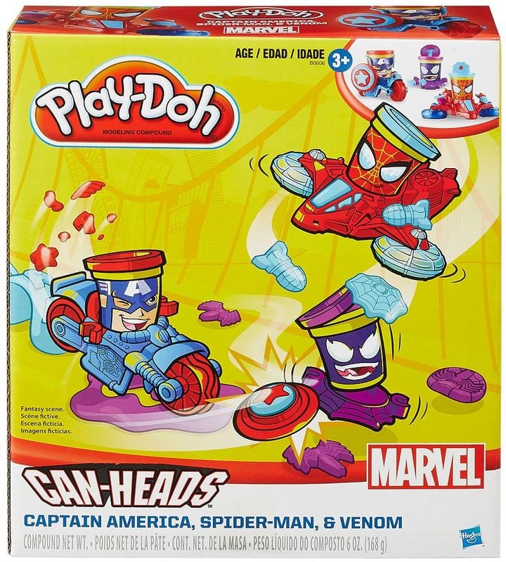 Marvel Can-Heads Captain America, Spiderman, and Venom Set by Play-Doh