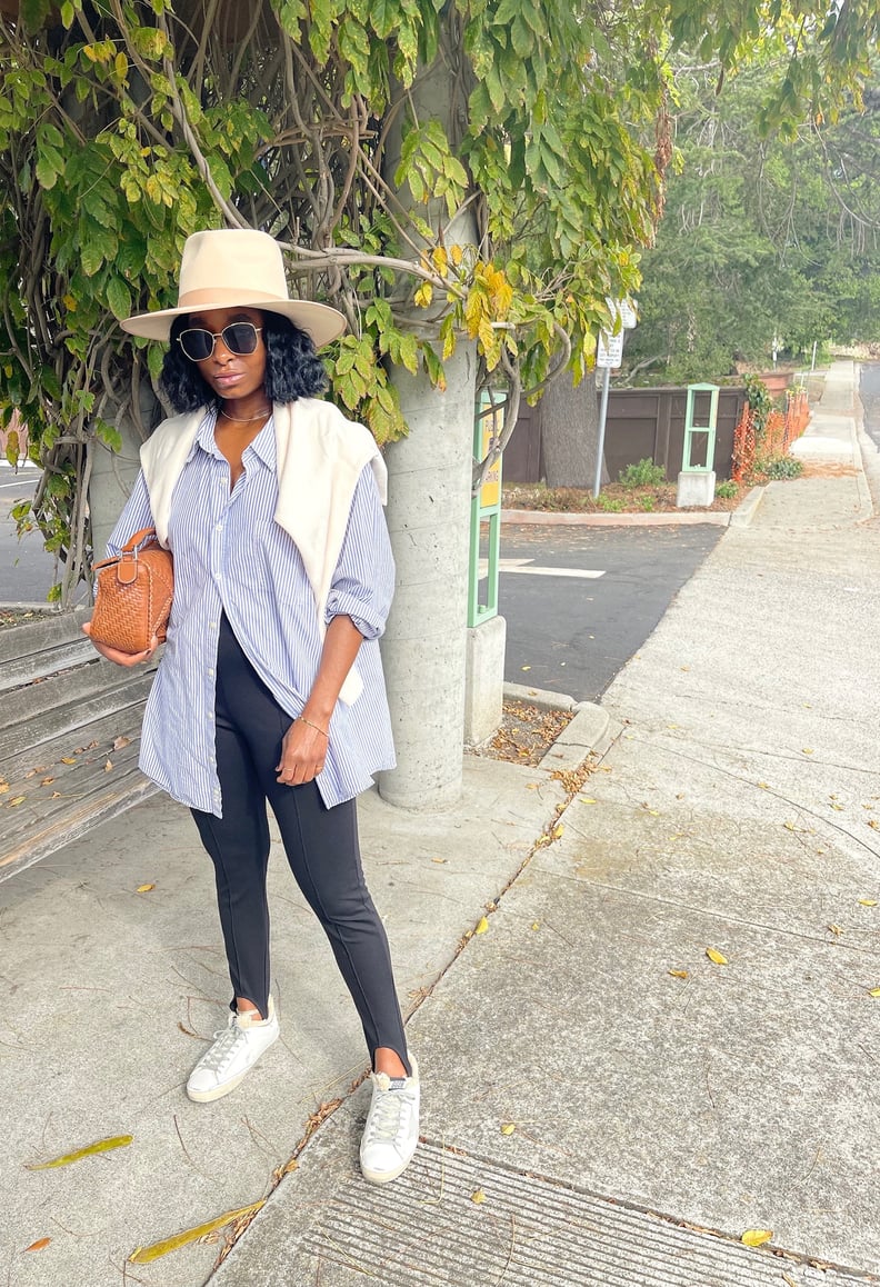 How to Style a Button-Up + Leggings: Add Light Layers