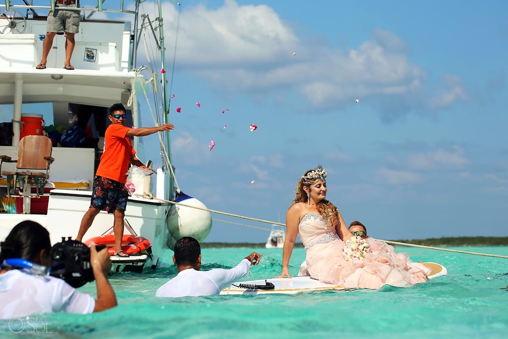 Wedding on a Sandbar in Caribbean Sea