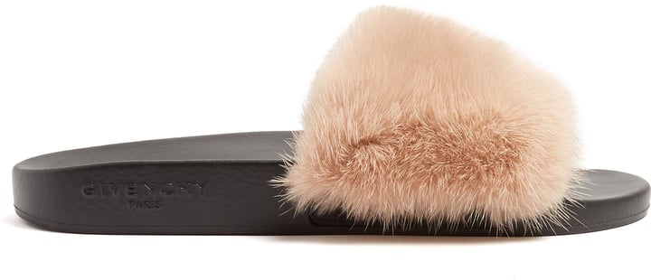 Givenchy Mink-Fur and Rubber Slides