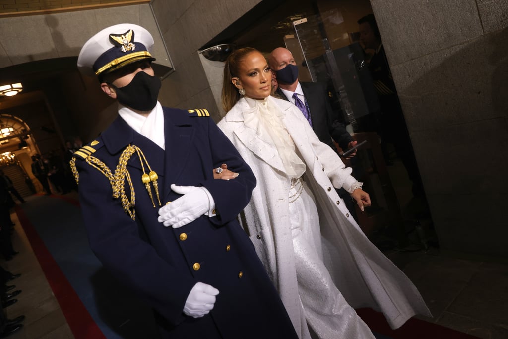 See Photos of J Lo's White Chanel Outfit on Inauguration Day
