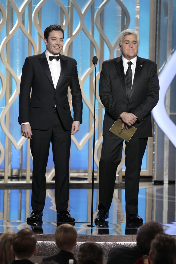 Jimmy Fallon and Jay Leno presented together at the Globes.
Jimmy Fallon and Jay Leno presented together at the Globes.