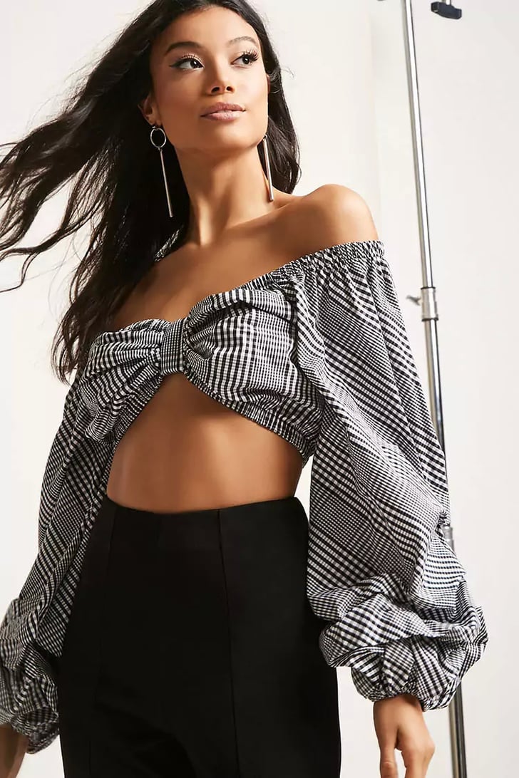Forever 21 Gingham Crop Top Bella Hadid s Cardigan Crop Top Is