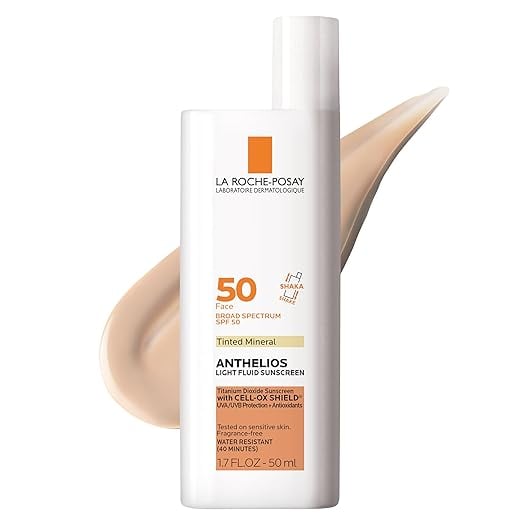 La Roche-Posay Anthelios Sunscreen ($30, originally $40)
For those on the hunt for a mineral face sunscreen that doesn't leave a white cast, this lightweight option absorbs quickly and has a matte finish. You can choose between non-tinted and four different tinted options. It's my go-to for high SPF coverage and zero skin irritation. 
Editor Quote: "I love that this sunscreen delivers SPF 50 sun protection while being sensitive skin-friendly. It's water-resistant for up to 40 minutes, so I can sweat and swim without worrying about burning. The tinted version also helps to even out my skin tone, so I can skip foundation on low-key days." — Angela Elias, contributing shopping editor