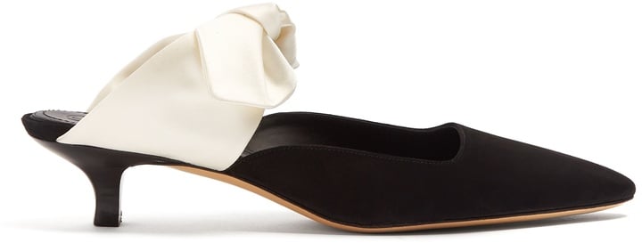 The Row Coco Satin-Bow Suede Mules