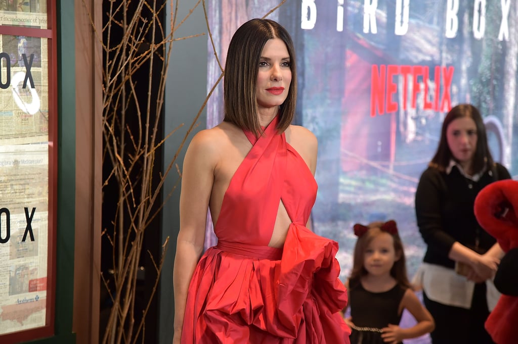 Sandra Bullock Red Dress at Bird Box Screening 2018