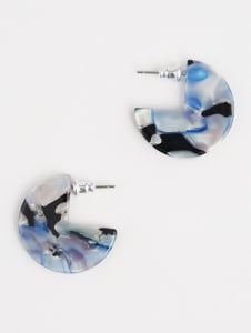 Blue Marble Effect Resin Earrings