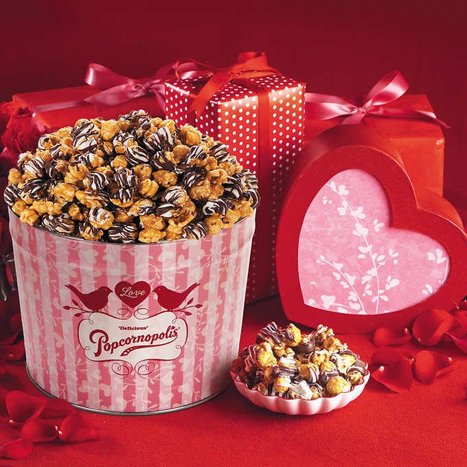 Popcornopolis Valentine Gourmet Popcorn Party Tin Valentine's Day