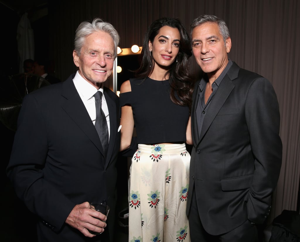 Amal Clooney White Floral Pants October 2016