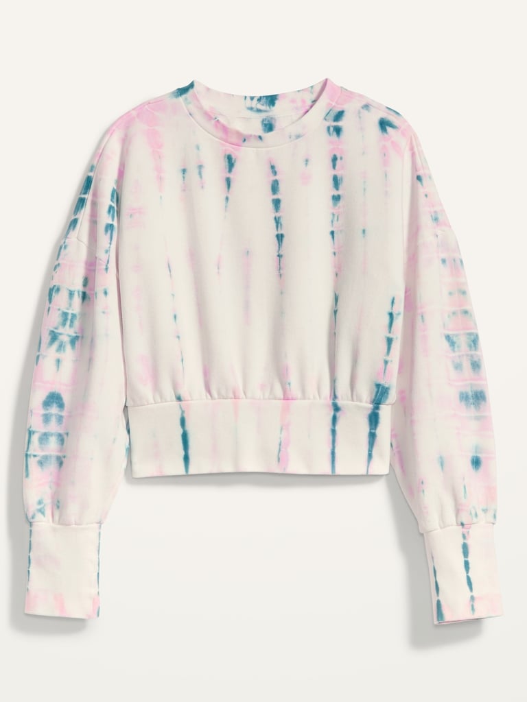 Loose Tie-Dye Cropped Crew-Neck Sweatshirt