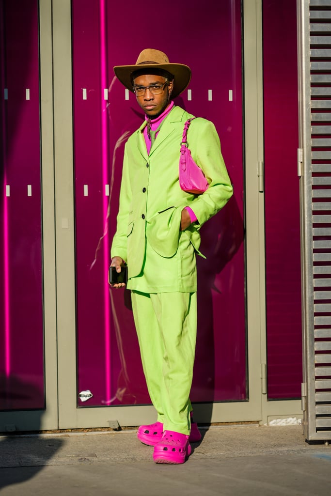 Neon Suiting + Barbiecore-Pink Platform Crocs