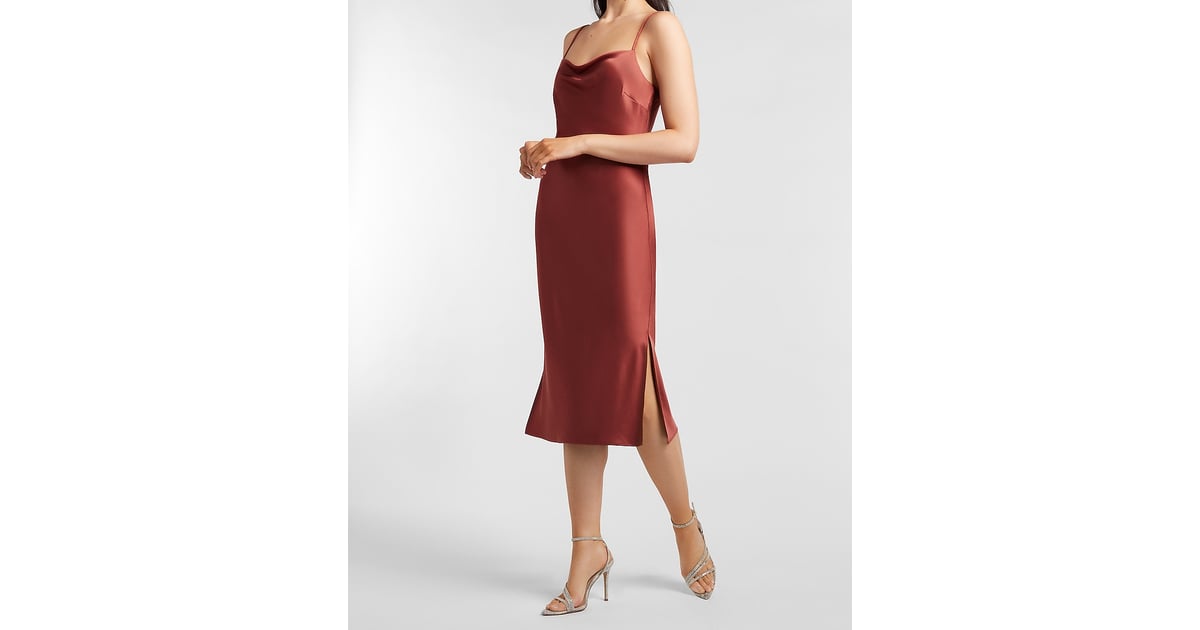 Express Satin Cowl Neck Midi Slip Dress ...