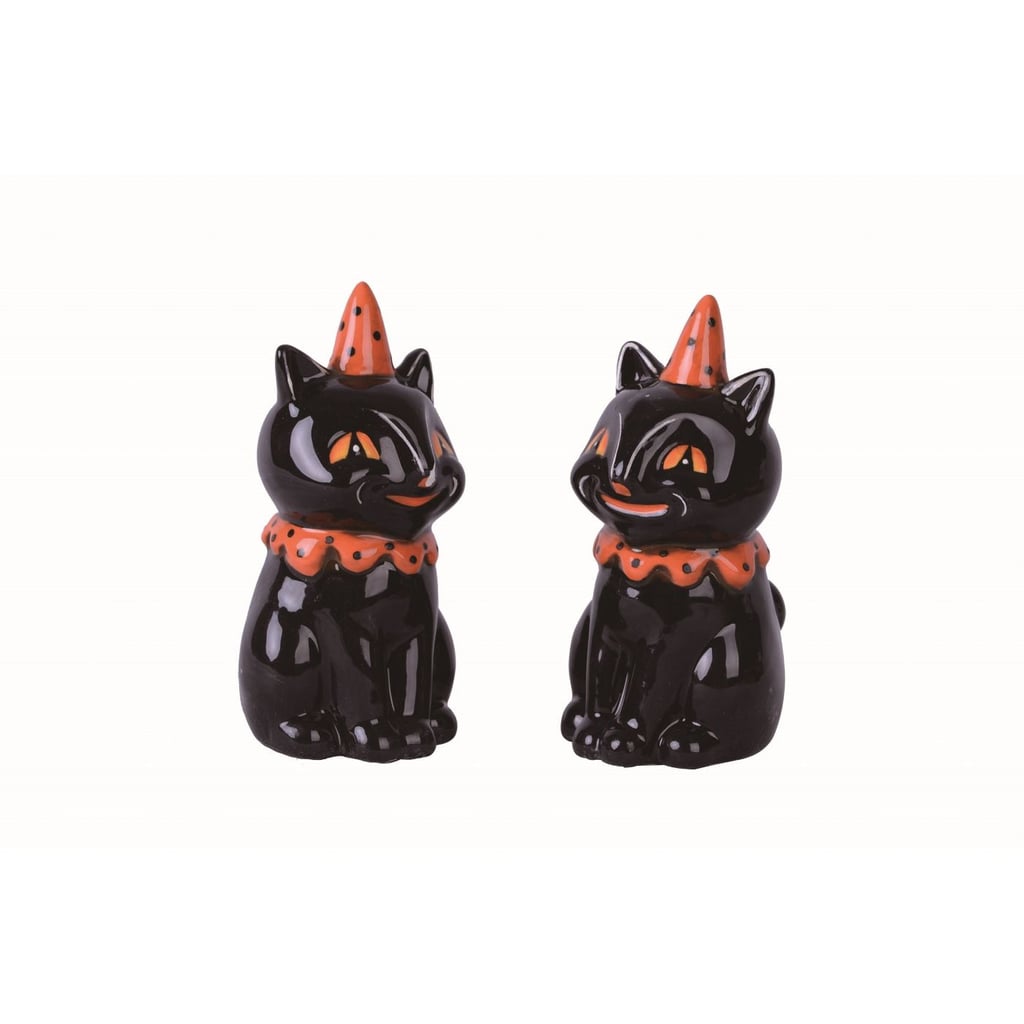 Transpac Dolomite 4-Inch Black Halloween Vintage Cat Salt and Pepper Set of 2