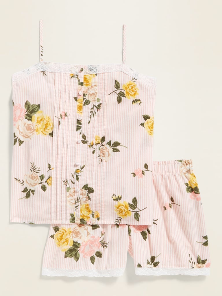 Old Navy Floral-Print Lace-Trim Pajama Cami & Pajama Shorts Set 