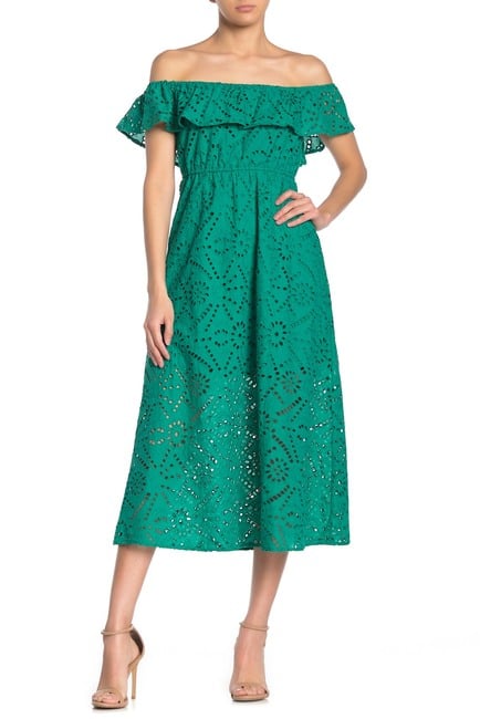 Abound Off-the-Shoulder Eyelet Midi Dress