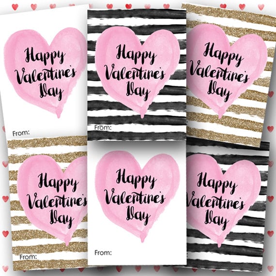 Watercolor Heart Valentines