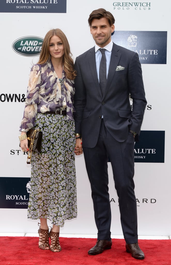 Pairing florals and plaid (note: Johannes's pocket square), the two got preppy for Greenwich, CT's polo field.