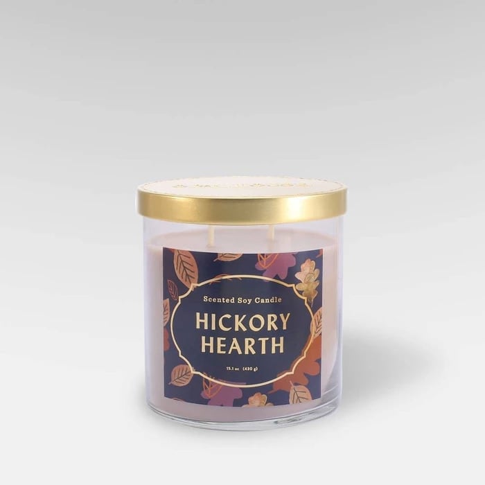 Hickory Hearth Lidded Glass Jar 2-Wick Candle