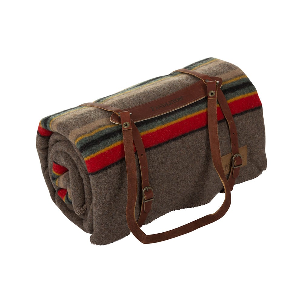 Pendleton Twin Wool Camp Blanket With Leather Carrier