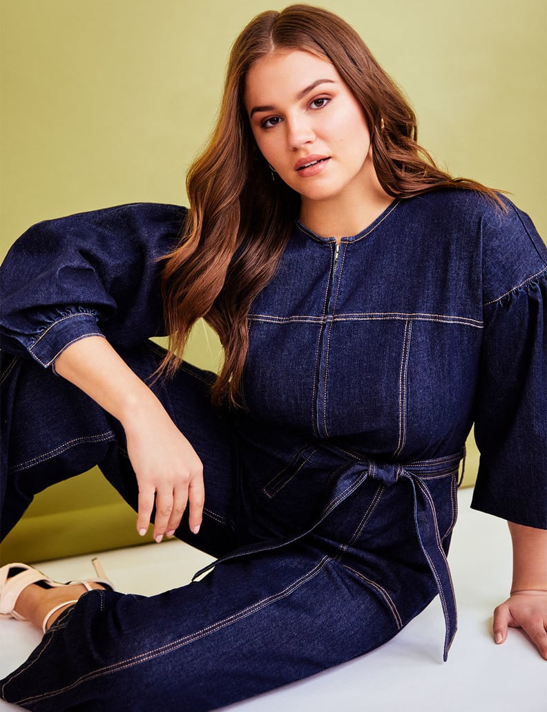 Eloquii Puff Sleeve Denim Jumpsuit