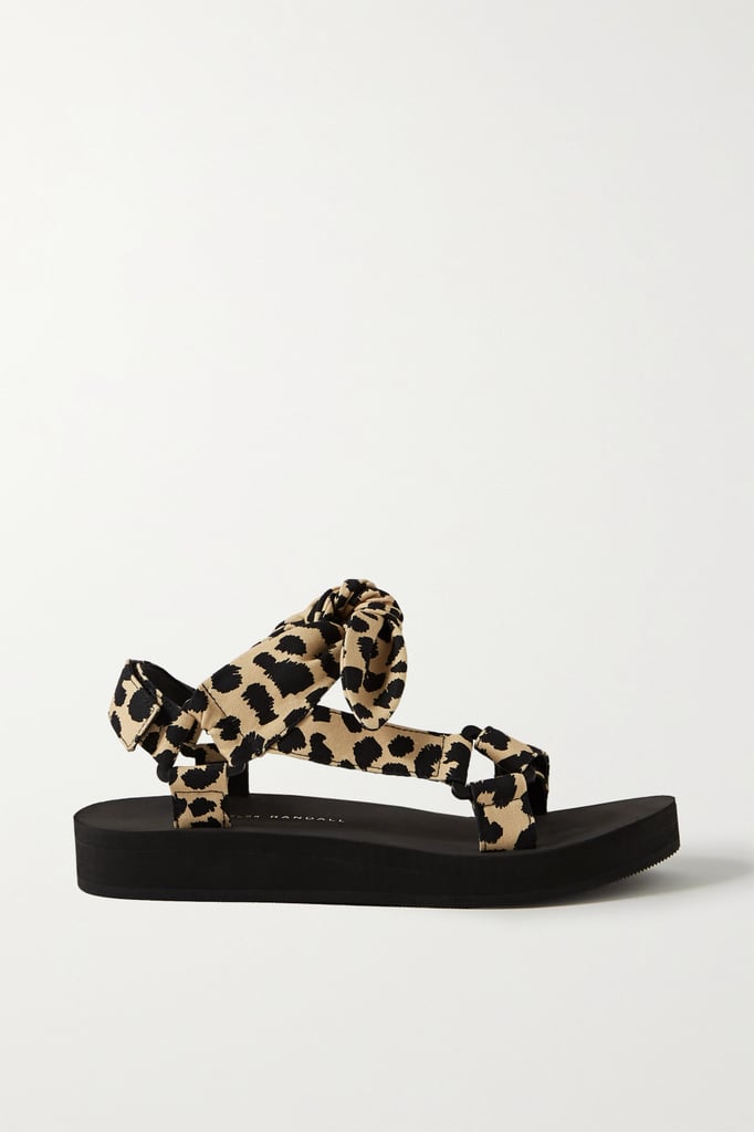 Loeffler Randall Maisie Bow-Embellished Leopard-Print Canvas Sandals